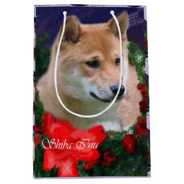 Sacola Para Presentes Média Shiba Inu Amava o Natal