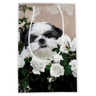 Sacola Para Presentes Média Shih preto e branco Tzu