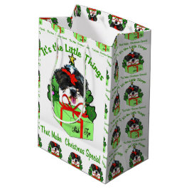 Sacola Para Presentes Média Shih Tzu Christmas