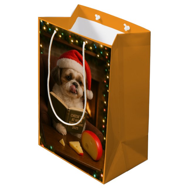 Sacola Para Presentes Média Shih Tzu Christmas gift bag  (Verso inclinado)