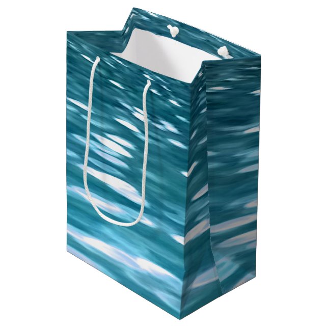 Sacola Para Presentes Média Shimmer Teal (Frente inclinada)