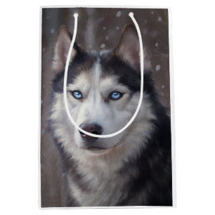 Sacola Para Presentes Média Siberian Husky