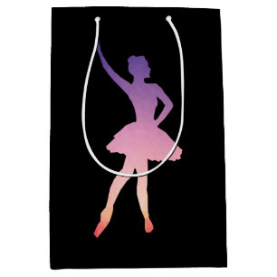 Sacola Para Presentes Média Silhueta colorida moderna menina Ballerina
