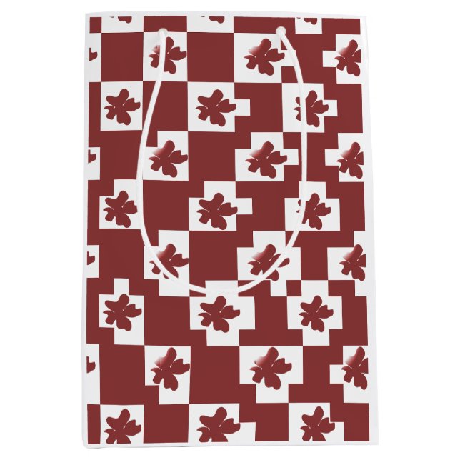 Sacola Para Presentes Média Silhueta de flores em padrão. (Frente)