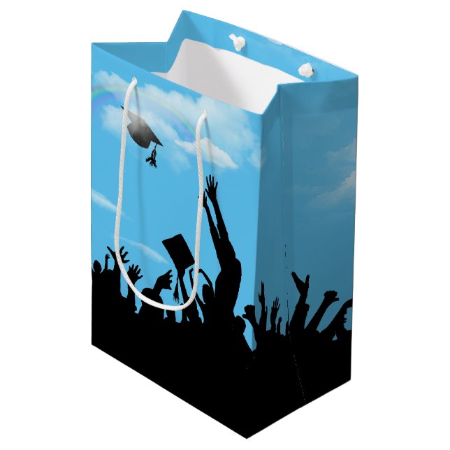 Sacola Para Presentes Média Silhueta formando com arco-íris (Frente inclinada)