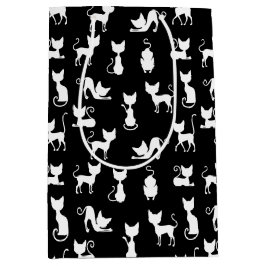Sacola Para Presentes Média Silhuette de Gato Preto e Branco
