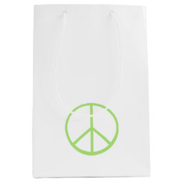 Sacola Para Presentes Média Símbolo de Paz Mundial Verde Símbolo de Amor Groov