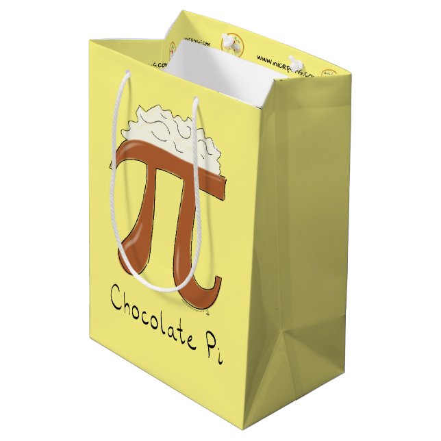 Sacola Para Presentes Média Símbolo Engraçado de Chocolate Pi (Verso inclinado)