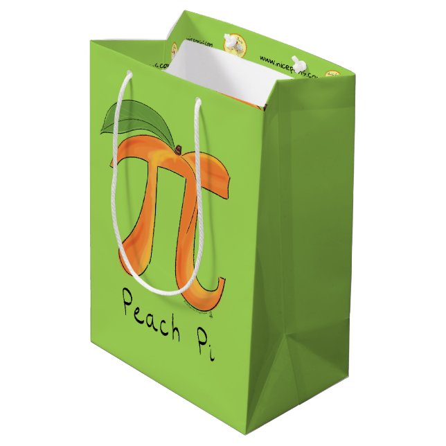 Sacola Para Presentes Média Símbolo Engraçado Math Peach Pi (Verso inclinado)