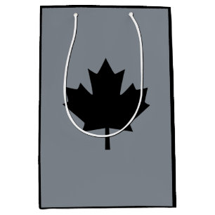 Sacola Para Presentes Média Símbolo preto canadense da folha de bordo