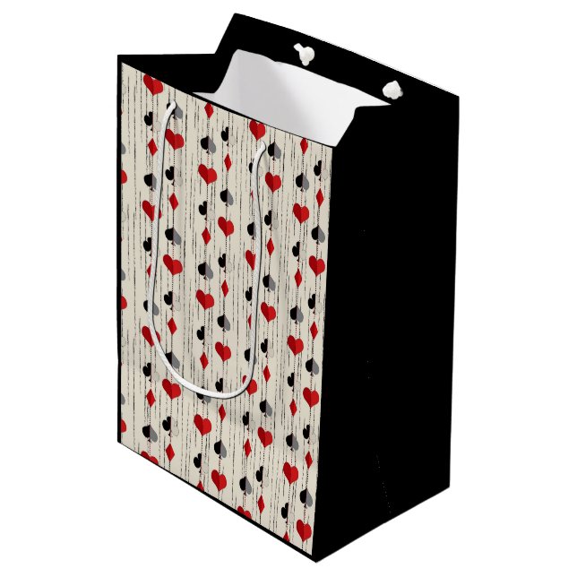 Sacola Para Presentes Média Símbolos de Cartas de Poker (Frente inclinada)