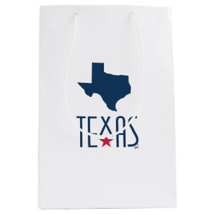 Sacola Para Presentes Média Símbolos do Texas, Texas, azul naval