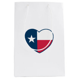Sacola Para Presentes Média Símbolos do Texas, Texas Flag, Heart