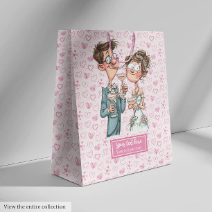 Sacola Para Presentes Média Simky Wedding Gift Bag Cartoon Newlyweds Humor