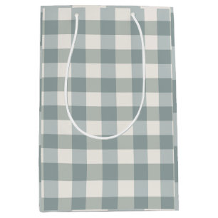 Sacola Para Presentes Média Simples fazenda do Campo Gingham, Xadrez Verde