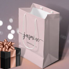 Sacola Para Presentes Média Simples Monograma - Letra Minúscula, Rosa, Minimiz