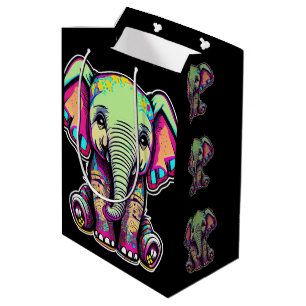 Sacola Para Presentes Média Simulação digital do lindo bebê elefante