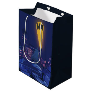 Sacola Para Presentes Média Sinal de Morcego Sobre Gotham