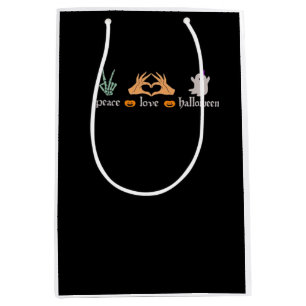 Sacola Para Presentes Média Sinal de Paz de Halloween - Mãos de Bruxa
