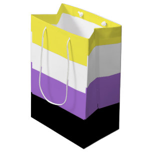 Sacola Para Presentes Média Sinalizador do Orgulho Não Binário