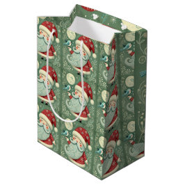 Sacola Para Presentes Média Sino de Natal fofo em Arte de Linha