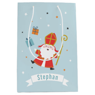 Sacola Para Presentes Média Sinterklaas Cute com nome e presentes