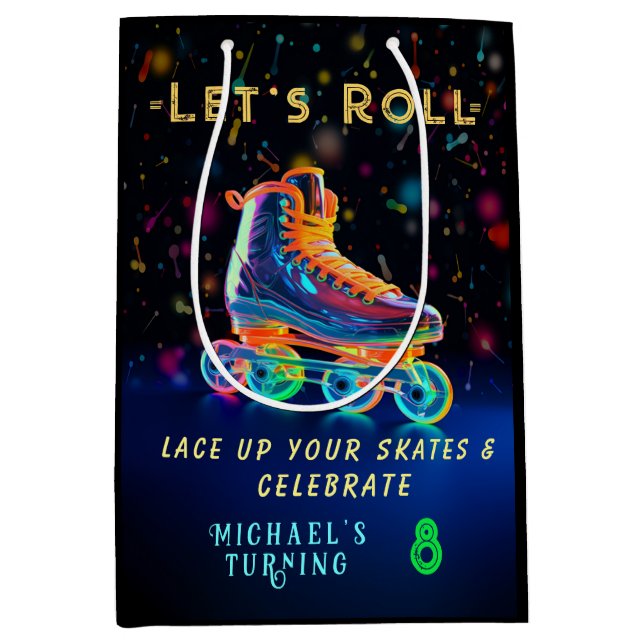 Sacola Para Presentes Média Skate do cilindro, girando 8 (Frente)