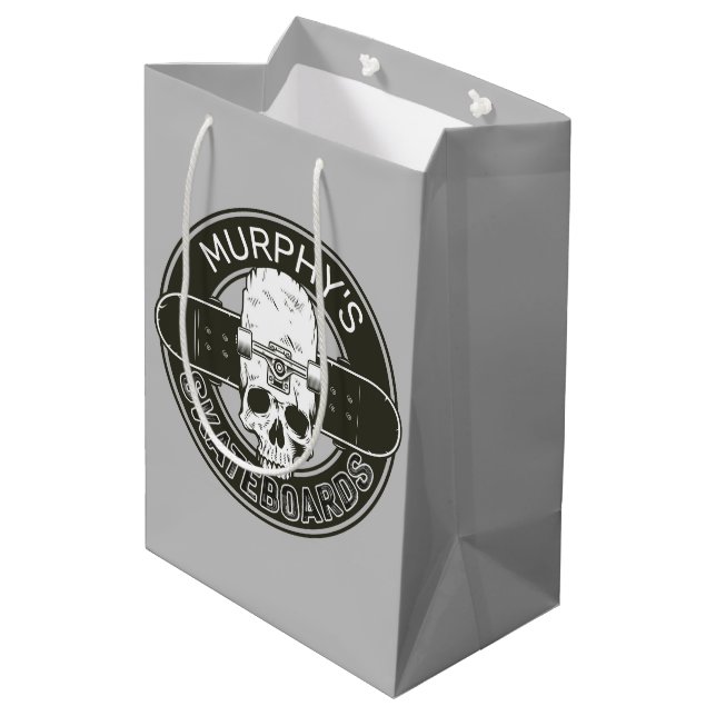 Sacola Para Presentes Média Skater Personalizado NOME Caveira Skate Skate (Verso inclinado)