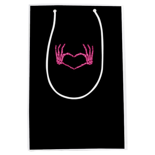 Sacola Para Presentes Média Skeleton Heart Hands Classic (Frente)