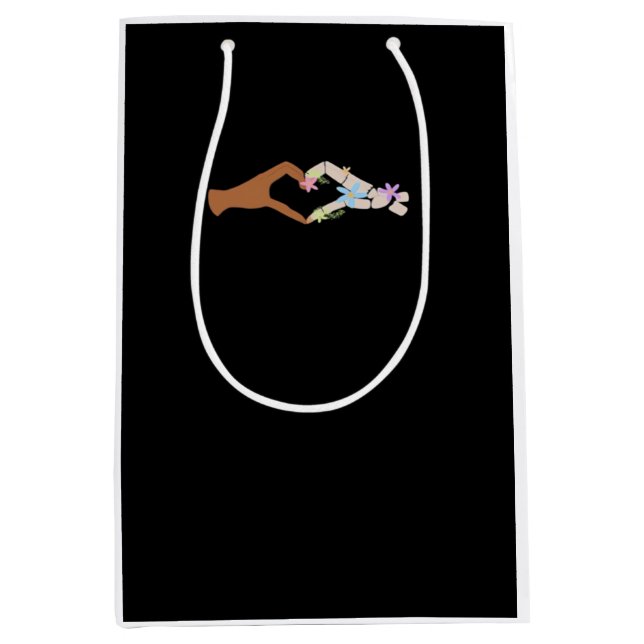 Sacola Para Presentes Média Skeleton Mãos Coração Básico (Frente)