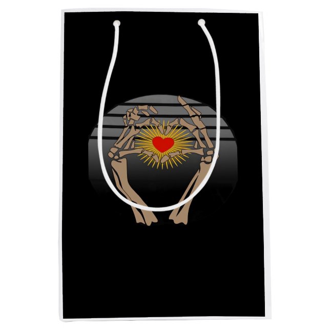 Sacola Para Presentes Média Skeleton Mãos Fazer Um Cardíaco Clássico (Frente)