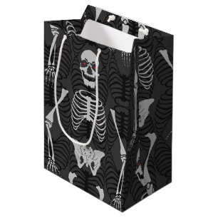 Sacola Para Presentes Média Skeletons Pretos e Brancos - Saco do Presente do H