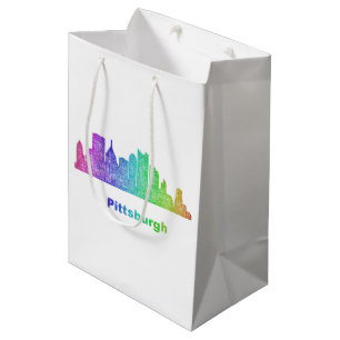 Sacola Para Presentes Média Skyline de Pittsburgh do arco-íris