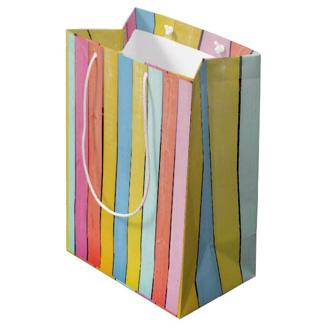 Sacola Para Presentes Média Slats de cerca de madeira (Verso inclinado)