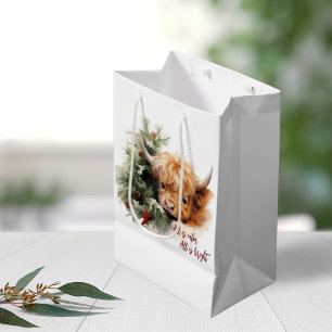 Sacola Para Presentes Média Sleepy Highland Cow Bag