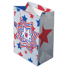 Sacola Para Presentes Média Slogan Vermelho, Azul, White Star American