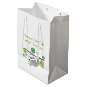 Sacola Para Presentes Média Sloth Personalizada de Divertimento de Texto