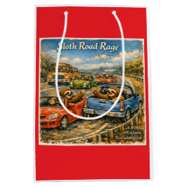 Sacola Para Presentes Média Sloth Road Rage – Rockwell‑Inspired Watercolor Car
