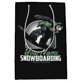 Sacola Para Presentes Média Snowboarding Personalizado Snow Boarder Shredding 