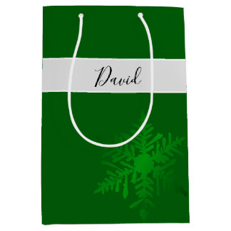 Sacola Para Presentes Média Snowflake Green Personalised Gift Bag