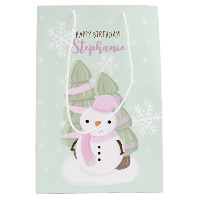 Sacola Para Presentes Média Snowman Christmas (Frente)