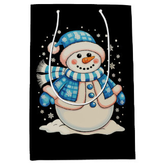 Sacola Para Presentes Média Snowman Christmas Xmas Winter Holiday Season