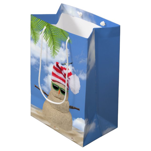 Sacola Para Presentes Média Snowman de Natal (Frente inclinada)