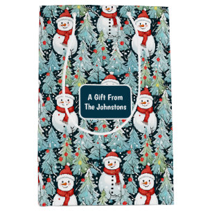 Sacola Para Presentes Média Snowman no Natal Personalizado