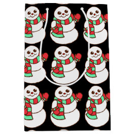 Sacola Para Presentes Média Snowmen Gift Bag