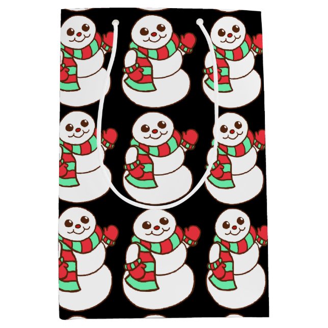 Sacola Para Presentes Média Snowmen Gift Bag (Frente)