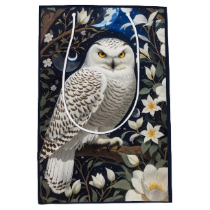 Sacola Para Presentes Média Snowy Owl Moonlight