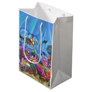 Sacola Para Presentes Média Sob o mar