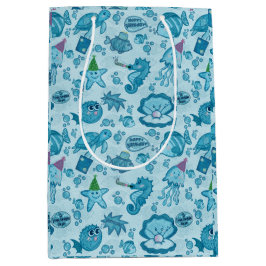 Sacola Para Presentes Média Sob o Muro de Presente de Aniversário do Mar