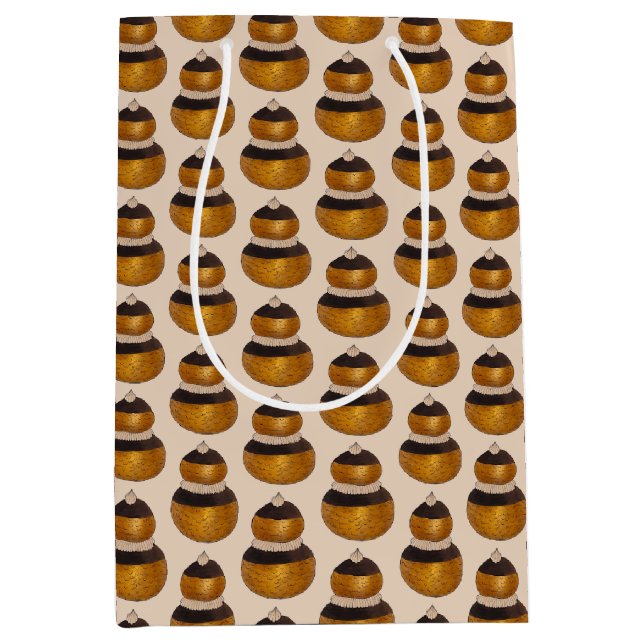 Sacola Para Presentes Média Sobremesa Francesa Religieuse de Massa Choux com C (Frente)